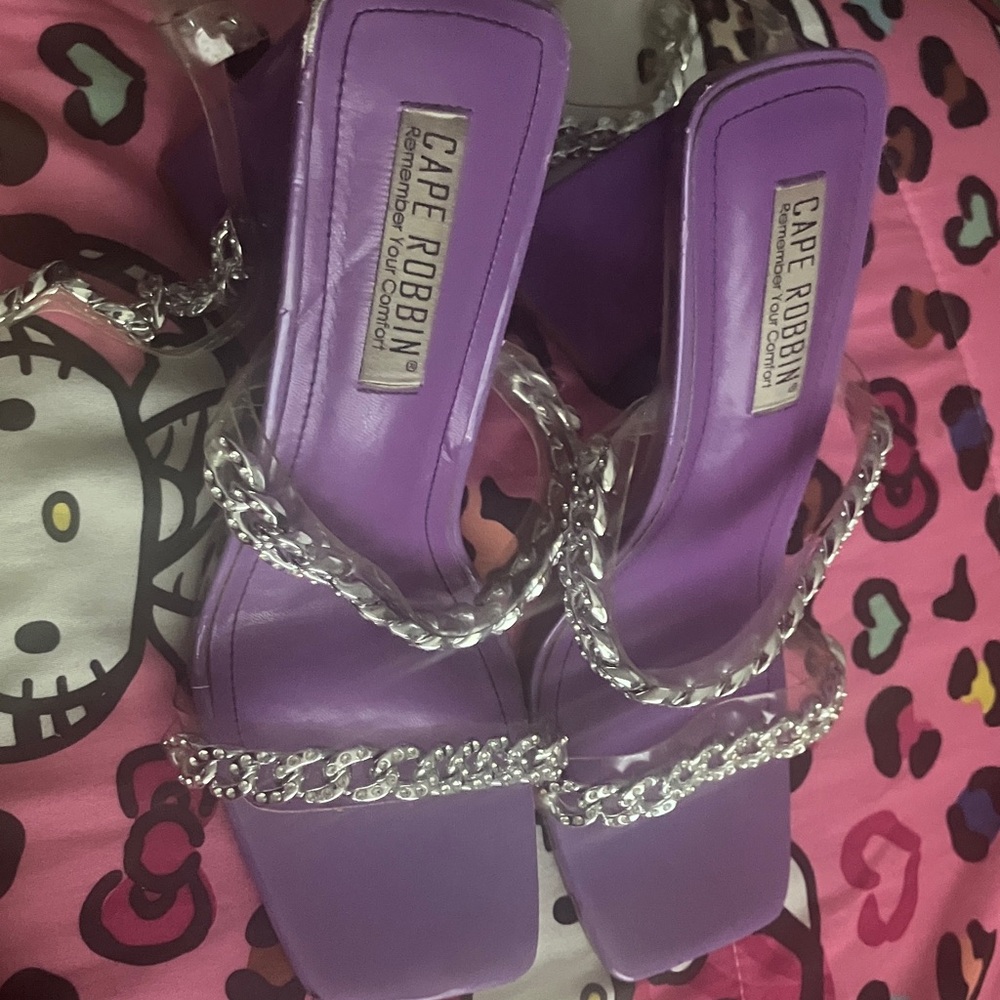 Cape Robbin Purple Heels with Silver Chain Straps